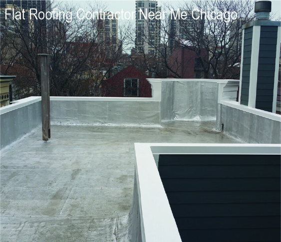 Modified Bitumen Flat Roof Completed for multi story home Chicago