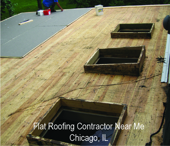 Flat Roof in progress for Chicago Home